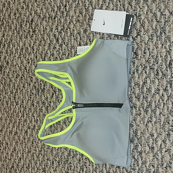 Nike NWT gray/bright yellow sports bra - Picture 1 of 4